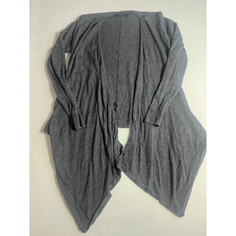 AllSaints Iona Multi Cardigan Womens M Gray 100% Merino Wool Convertible Drape - Picture 2 of 9